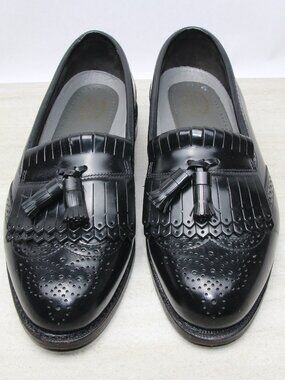 Dexter Men's Black Leather Tassel Wingtip Loafer Dress‎ Shoes Size 9 Made in USA